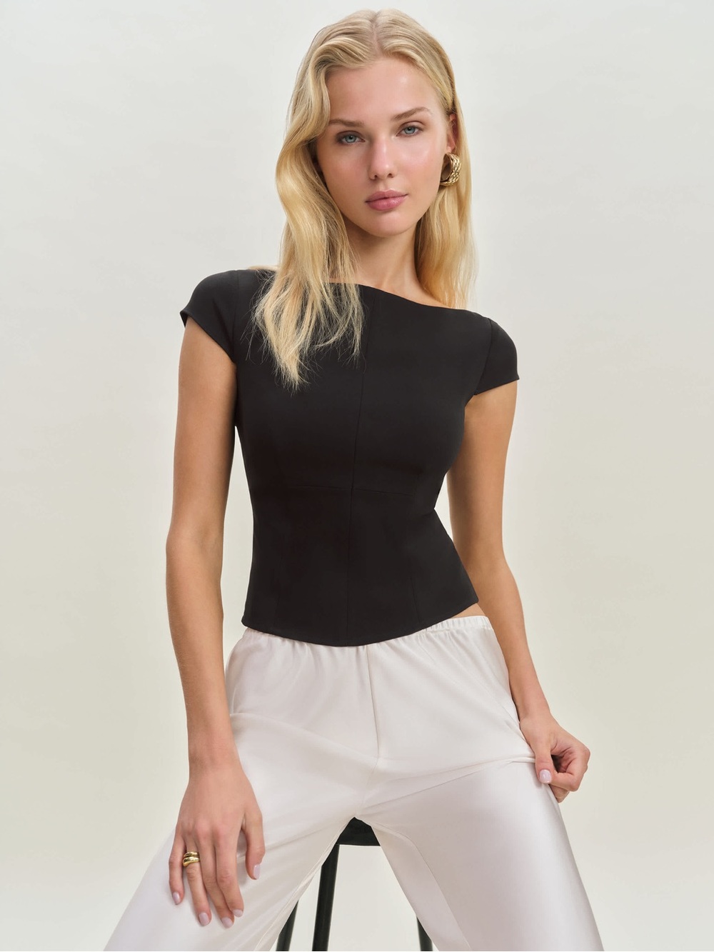 NWT Reformation Yvette Top Black sz0